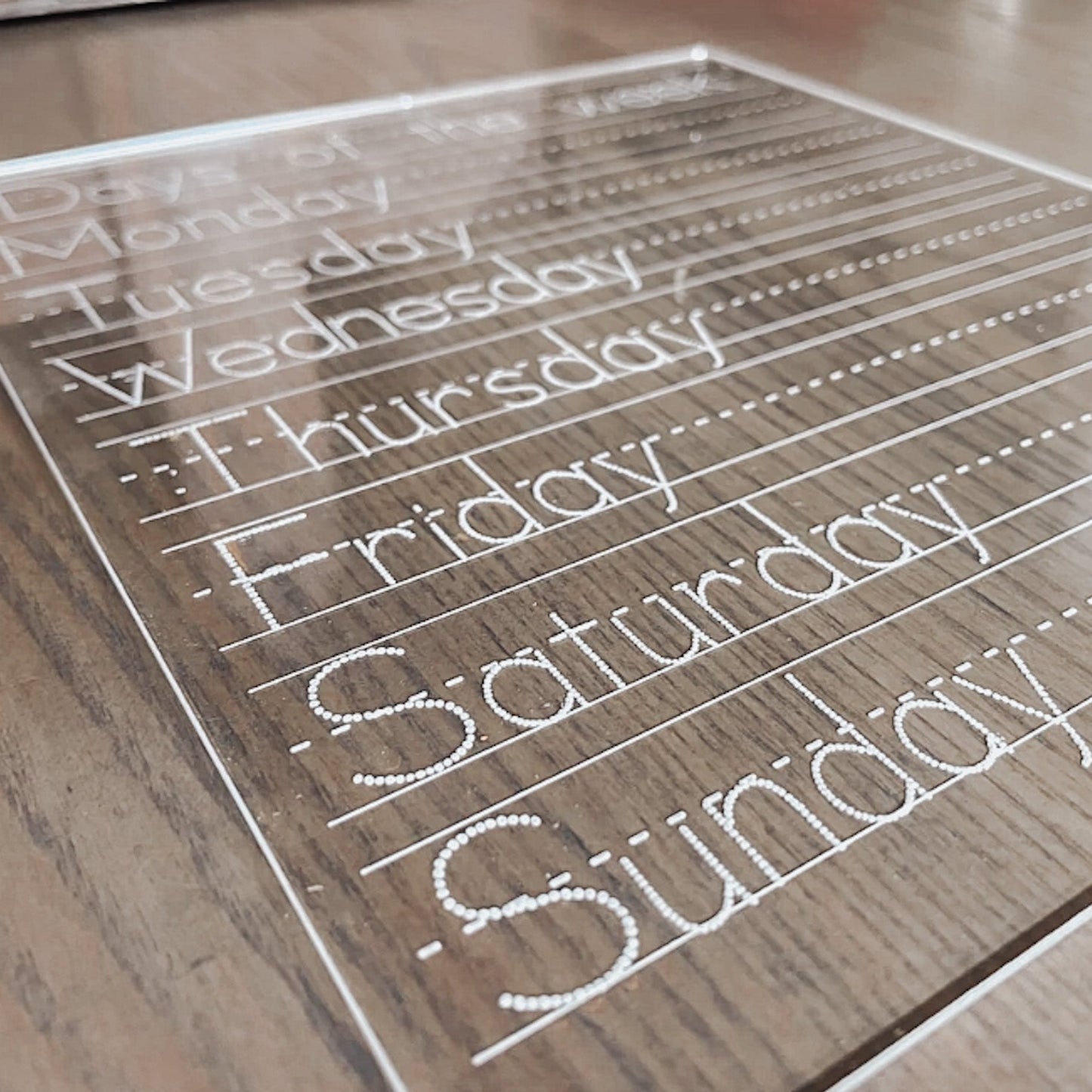 Days of the Week Tracing Board